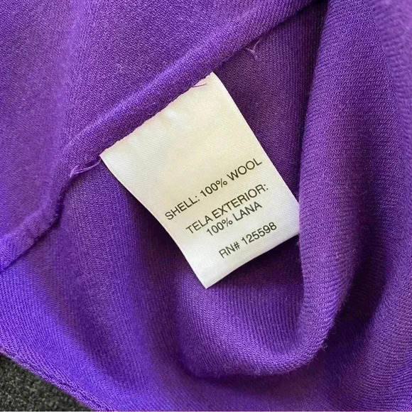 Ellen Tracy Purple Blazer Small Wool 3 Button Front Shoulder Pads Office Career - Picture 9 of 10